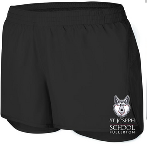 St. Joseph School - Wayfarer Shorts - Wolfie Stack - Black (Girls Youth or Lady Adult)