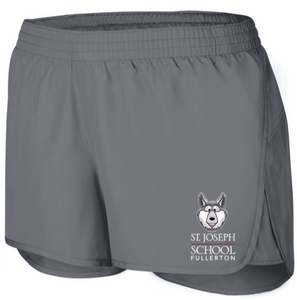 St. Joseph School - Wayfarer Shorts - Wolfie Stack - Grey (Girls Youth or Lady Adult)