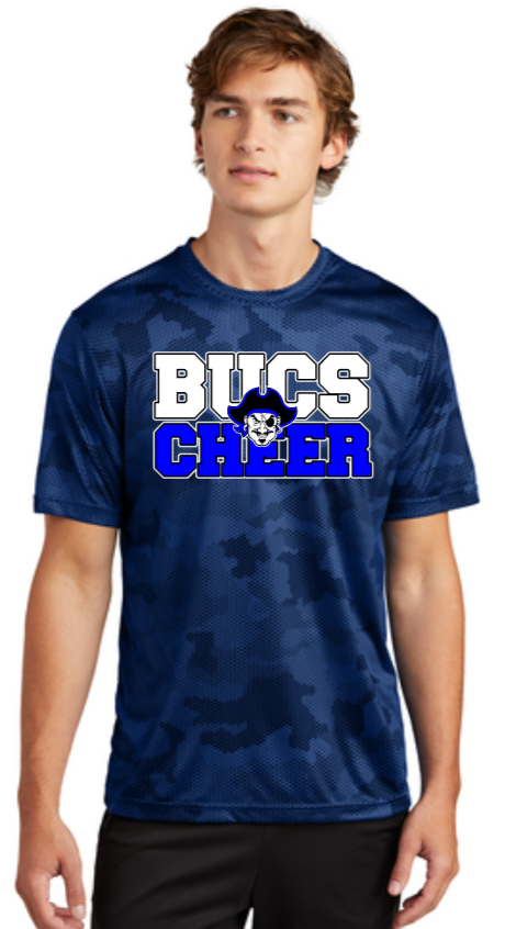 BUCS HOCO - CHEER Camo Hex Performance SS T-shirt (Blue or Iron Grey)