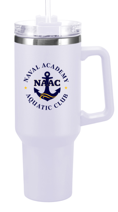 NAAC Swimming - White 40 Oz. Tumbler with Lid and Straw