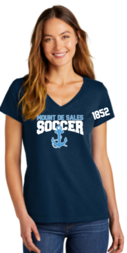 MDSA Soccer - Classic Navy Ladies VNeck Short Sleeve Shirt