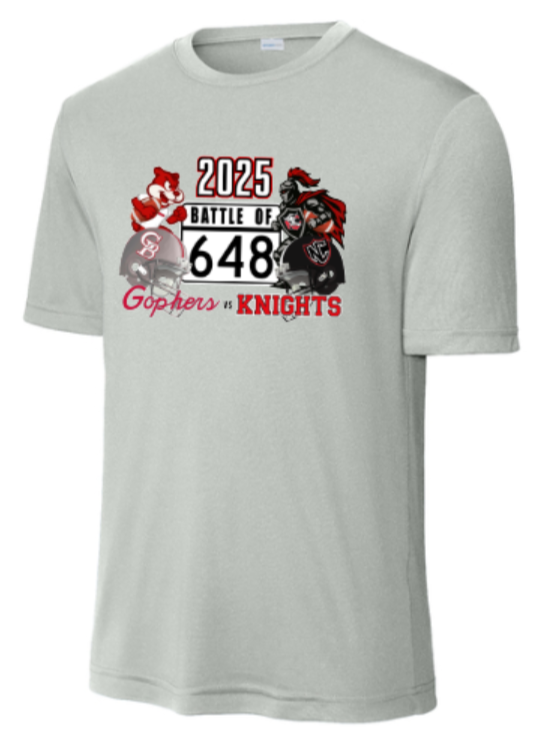 2025 Battle of 648 - Grey Performance Short Sleeve Shirt - Pick Your School