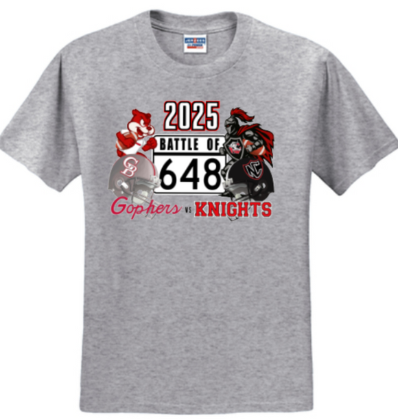 2025 Battle of 648 - Grey Short Sleeve Shirt - Pick Your School