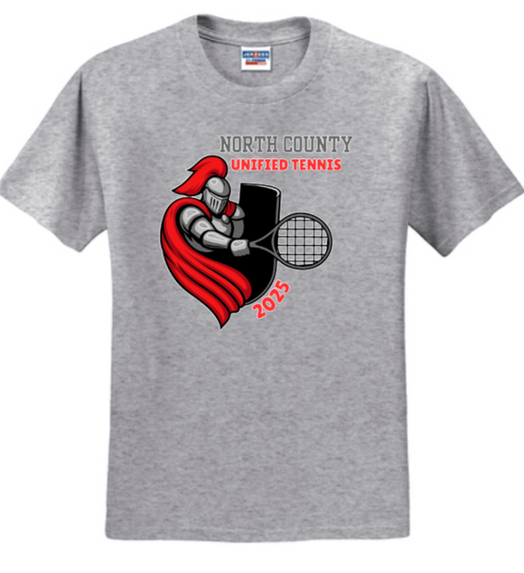NCHS Unified Tennis - Grey Cotton Blend Short Sleeve Shirt