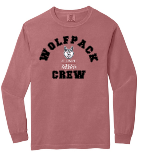 St. Joseph - Wolfpack Arch Comfort Colors - Long Sleeve Shirt (White, Black , Grey, Brick or Yellow) (Adults)
