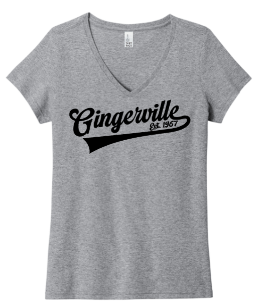 Gingerville - District Women’s The Concert Tee V-Neck (Heather Grey, Black or New Navy)