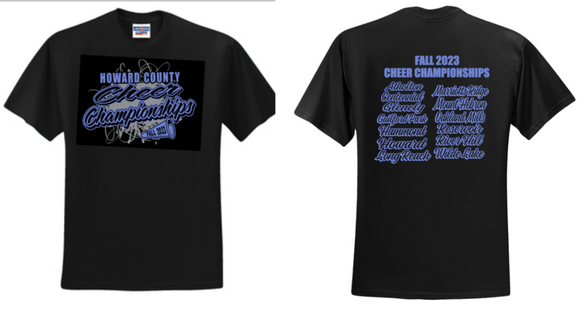 2023 Howard County Fall Cheer Championships - Official Short Sleeve Shirt (Black or White)