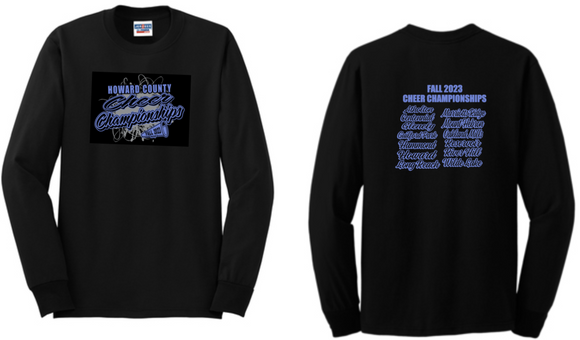 2023 Howard County Fall Cheer Championships - Official Long Sleeve (Black or White)