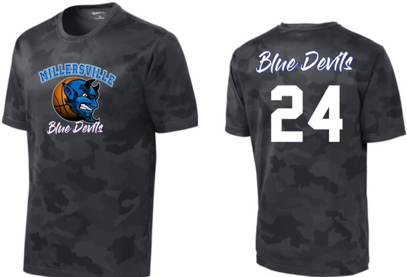 Millersville Basketball - Blue Devils Camo Hex Performance SS T-shirt