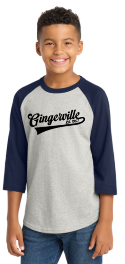 Gingerville - Youth Sport-Tek Colorblock Raglan Jersey (Navy / Grey)