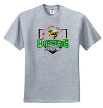 Green Hornets Travel Baseball - Official Short Sleeve T Shirt (Grey, White or Forest Green)