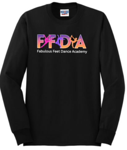 FFDA - Purple / Orange Gradient Black Long Sleeve T Shirt