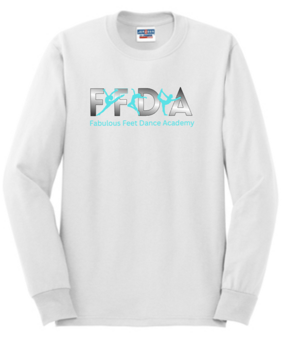 FFDA - Silver / Turquoise Gradient White Long Sleeve T Shirt