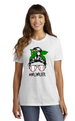 Green Hornets Travel Baseball -Baseball Mom Short Sleeve T Shirt (White, Grey )