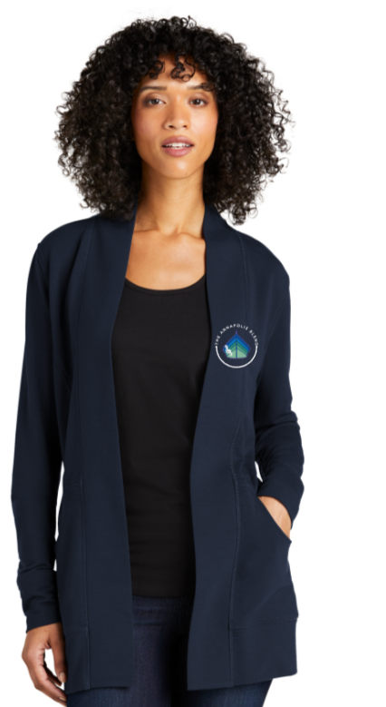 Annapolis Blend - Microterry Cardigan (Printed) (Navy Blue or Aegean Blue)