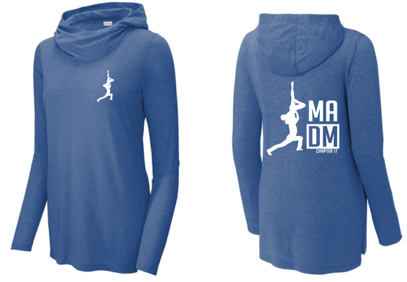 MADM Ch. 17 - Heather Royal Women's Tri-Blend Wicking Long Sleeve Hoodie