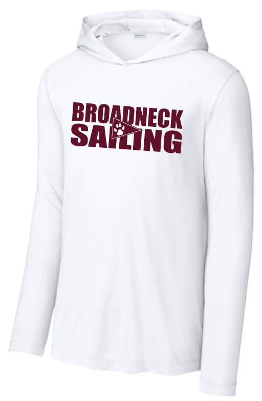 Broadneck Sailing - White UV Performance Long Sleeve Hoodie Shirt (Adult)