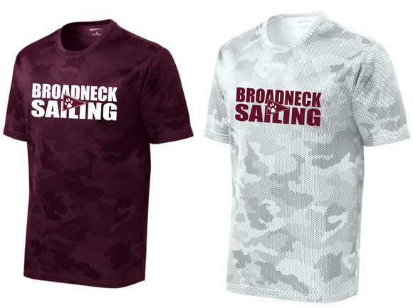 Broadneck Sailing - Camo Hex Short Sleeve Shirt (White or Maroon)