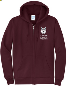 St. Joseph - Stacked Wolfie - Full Zip Hoodie (White, Grey or Maroon)