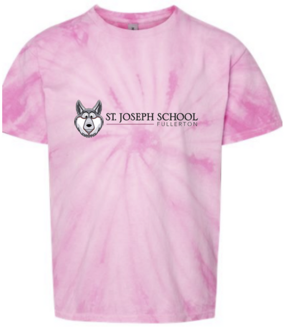 St. Joseph - Wolfie Long - Short Sleeve Tie-Dyed T-shirt (Silver or Pink)