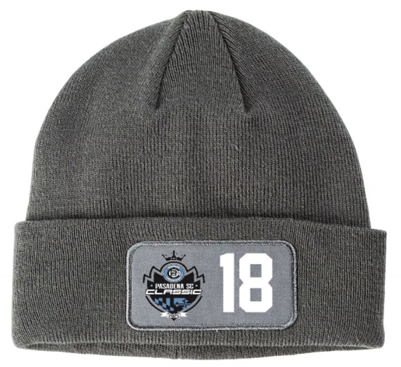 Pasadena Classic - Printed Patched Grey Beanie Hat