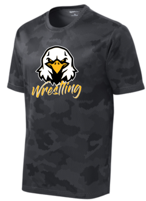 NHS Wrestling - Wrestling Eagle - Iron Camo Hex Short Sleeve Shirt