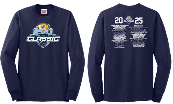 Pasadena Classic - Navy Blue Long Sleeve Shirt with Team Names (Online Only)
