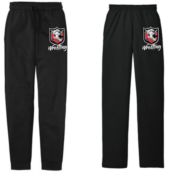 NC Wrestling - Sweatpants (Joggers or Open Bottom) (Black)