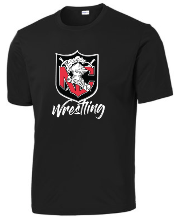 NC Wrestling - Shield - SS Performance Shirt (White or Silver)