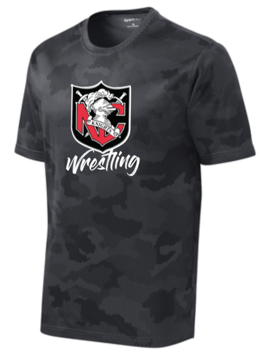 NC Wrestling - Shield - Iron Grey Camo Hex Short Sleeve Shirt