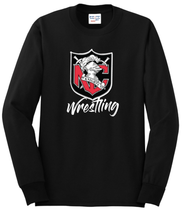 NC Wrestling - Shield - Long Sleeve Shirt (Grey or Black)