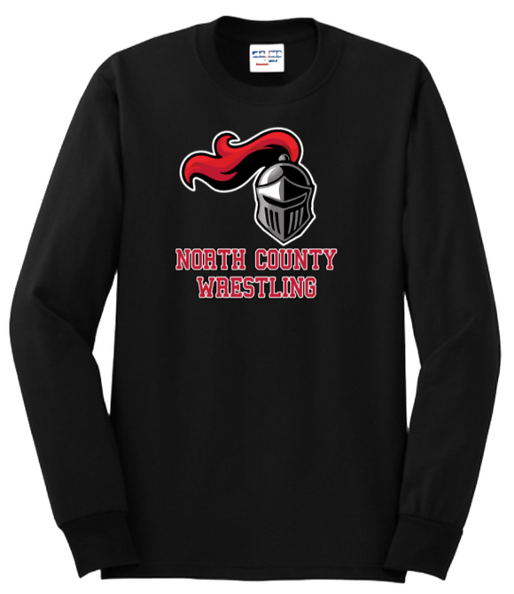 NC Wrestling - Knight - Long Sleeve Shirt (Grey or Black)
