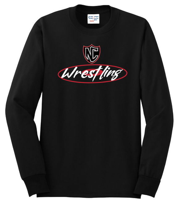 NC Wrestling - Circle - Black Long Sleeve Shirt