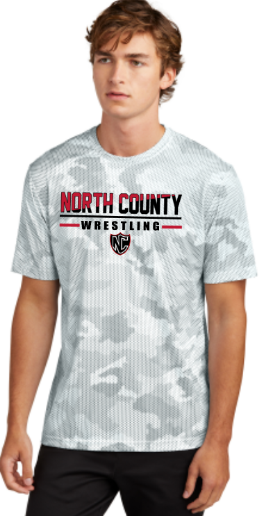 NC Wrestling - Letters - White Camo Hex Short Sleeve Shirt