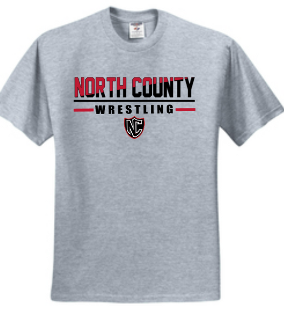 NC Wrestling - Letters - Grey Short Sleeve Shirt