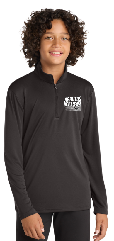 Arbutus Middle - Circle - 1/4 Zip Grey Concrete Pullover (Youth)