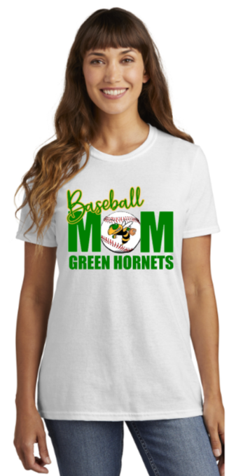 Green Hornets Travel Baseball -Green Hornets Mom Short Sleeve T Shirt (White, Grey)