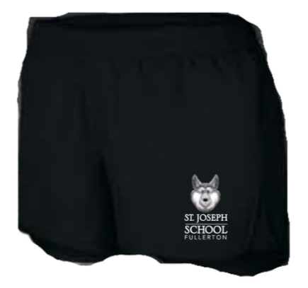 St. Joseph School - GIRLS Youth Training Shorts - Stacked logo - Black