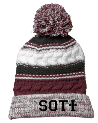 SOTI - Embroidered Striped Knit Beanie (EMBROIDERED)