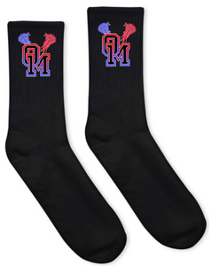 OM Youth Lax - Black Crew Socks with Logo