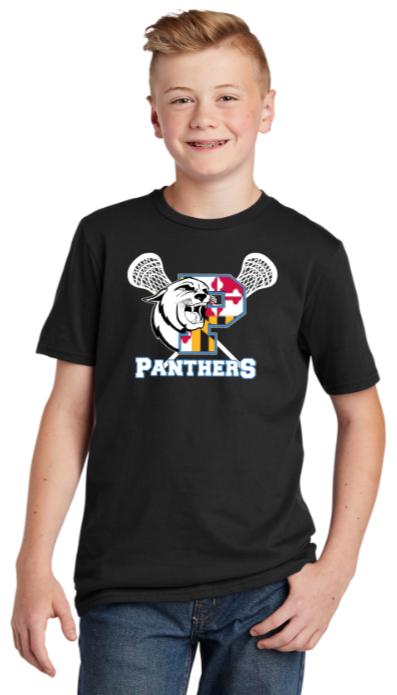 PANTHERS LAX - MD Flag Short Sleeve (Black or Blue) (Youth and Adult)