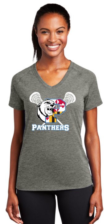 PANTHERS LAX - MD Flag Ladies Ultimate Performance V-Neck (Black or Grey)