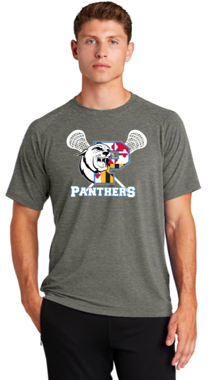 PANTHERS LAX - MD Flag Ultimate Performance Short Sleeve T Shirt (Black or Grey) (Adult or Youth)