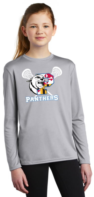PANTHERS LAX - MD Flag Long Sleeve Performance T Shirt (Youth & Adult)