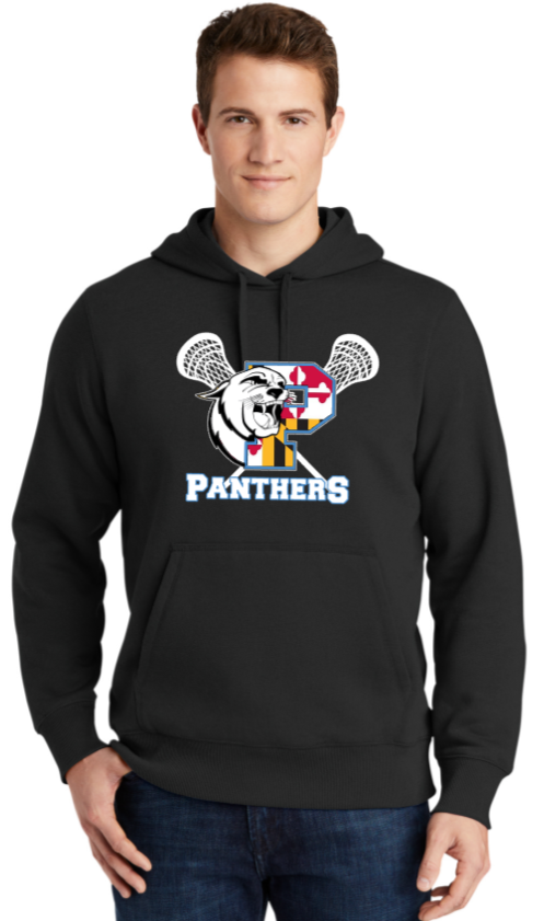 PANTHERS LAX - MD Flag Design Tall Sized Black Hoodie (Adult)