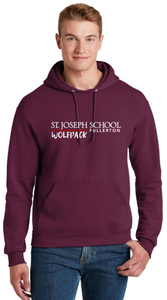 St. Joseph School - Adult Hoodie Sweatshirt - Wolfpack Logo (Black, Maroon or Grey)