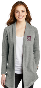 St. Joseph School - Ladies Interlock Grey Cardigan - STJ Logo