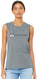 St. Joseph School - Women's Jersey Muscle Tank - Wolfie Long Logo (Black, White or Grey)