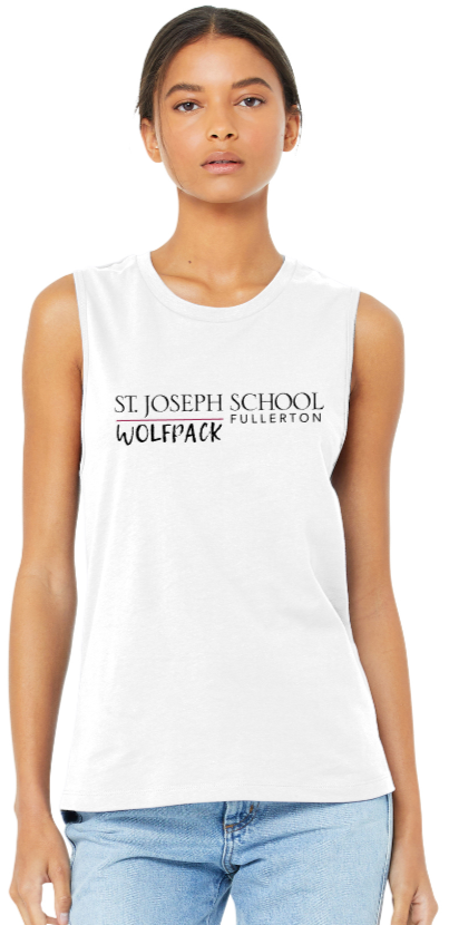 St. Joseph School - Women's Jersey Muscle Tank - Wolfpack (Black, White or Grey)