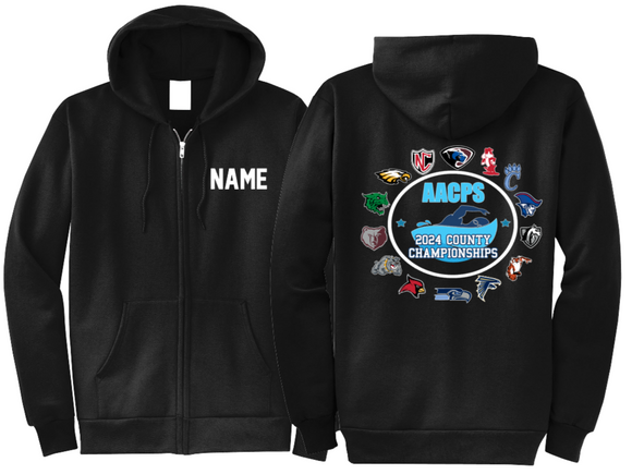 2024 AACPS Swimming Champs - Full Zip Hoodie with Name - USE CODE: AACO FREE SHIP